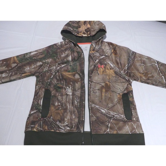 Under Armour RealTree Camo Full Zip Hoodie‎ Hunting Outdoors Semi Fitted L - Picture 1 of 13